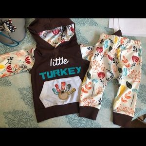 Unisex baby thanksgiving hoodie and pants set 3-6
